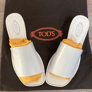 TOD’S NEW Sandal Kitten Heel Cream White 37.5 with BOX